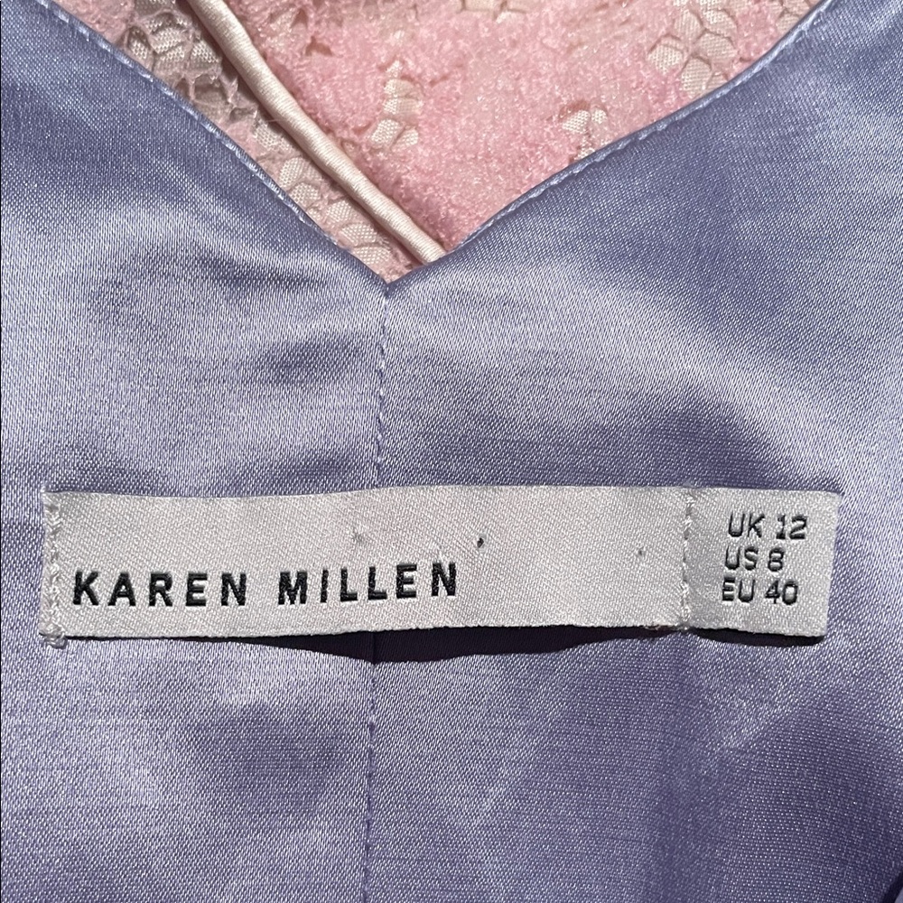 Karen Millen Lavender Satin V-Neck Knot-Front Mini Dress